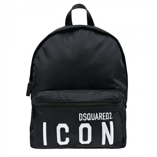 Черный рюкзак с принтом &quot;ICON&quot;, 39x28x11 см Dsquared2 | Фото 1