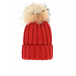 Красная шапка со съемным меховым помпоном Catya | Фото 1