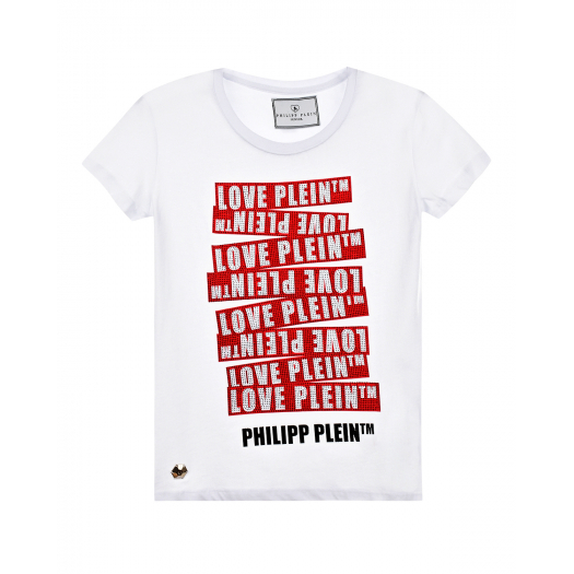 Белая футболка с принтом-логотипом Philipp Plein | Фото 1