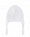 Белая шапка на завязках с серебристым логотипом Moncler | Фото 2