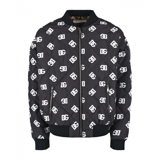 Черная куртка-бомбер со сплошным лого Dolce&Gabbana | Фото 1
