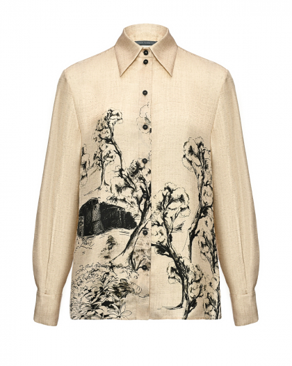 Шелковая блузка с графичным рисунком Alberta Ferretti | Фото 1