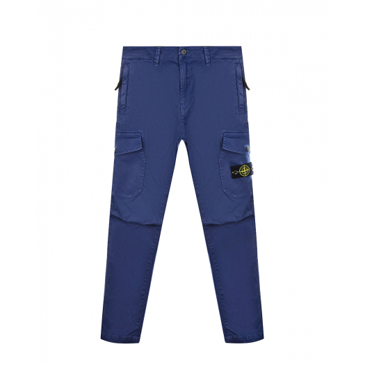 Синие брюки с накладными карманами  | Фото 1
