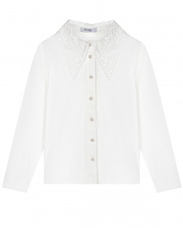 Белая рубашка с воротником из шитья Rolly , арт. 21051 | Фото 1