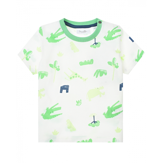 Футболка с принтом &quot;крокодилы&quot; Sanetta Kidswear | Фото 1