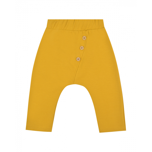 Желтые спортивные брюки с пуговицами Sanetta Pure | Фото 1