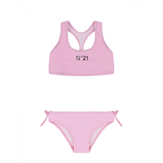 Светло-розовый раздельный купальник с лого No. 21 | Фото 1