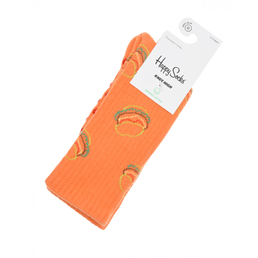 Оранжевые носки с принтом &quot;фастфуд&quot; Happy Socks | Фото 1