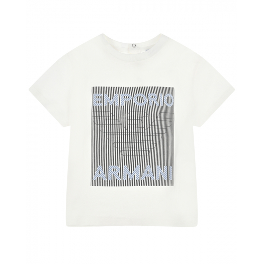 Белая футболка с квадратным лого Emporio Armani | Фото 1