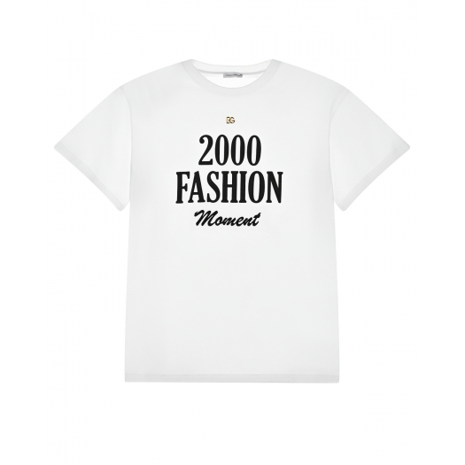 Белая футболка с принтом &quot;2000 fashion moment&quot; Dolce&Gabbana | Фото 1