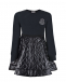 Черное платье со стеганой юбкой Moncler | Фото 1