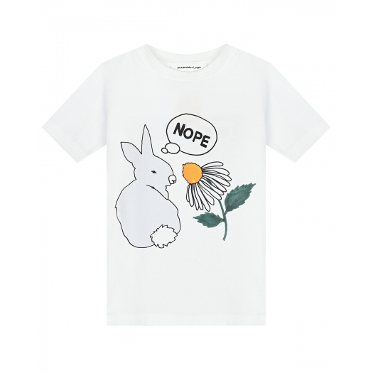 Белая футболка с принтом &quot;кролик&quot;  | Фото 1
