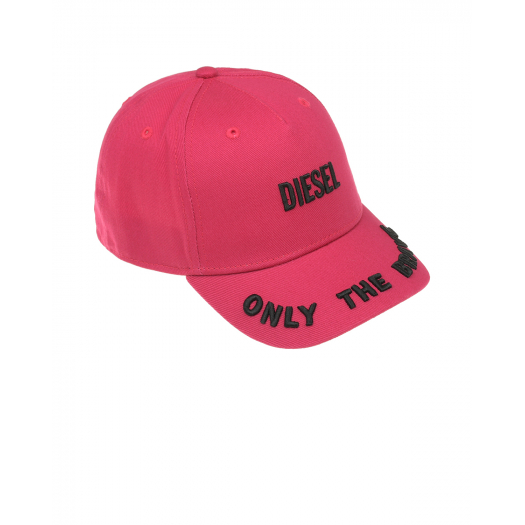 Розовая бейсболка с черным логотипом Diesel | Фото 1