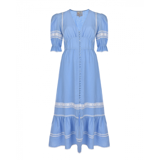 Голубое платье с кружевной отделкой  | Фото 1