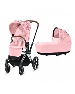 Детская коляска 2 в 1 Cybex Priam III FE Simply Flowers Pink и шасси Chrome  , арт.  | Фото 1