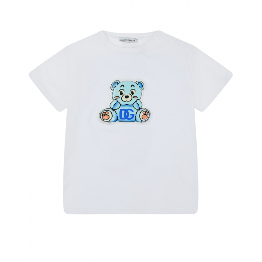 Белая футболка с аппликацией медвежонок Dolce&Gabbana | Фото 1