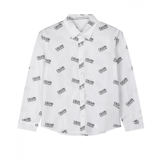 Белая рубашка с логотипом Calvin Klein | Фото 1