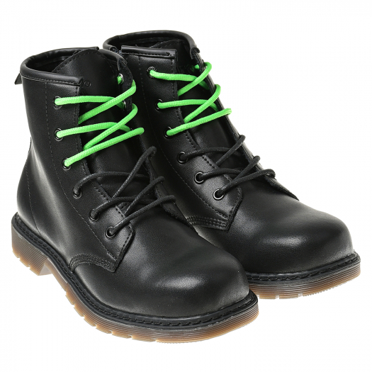 Черные ботинки с зелеными шнурками Diesel | Фото 1