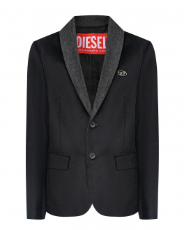 Черный однобортный пиджак с лого Diesel Черный, арт. J00830 KXBDN K900 | Фото 1
