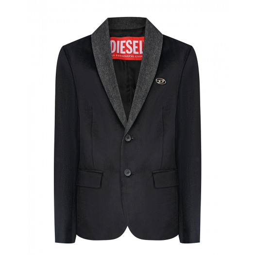 Черный однобортный пиджак с лого Diesel | Фото 1