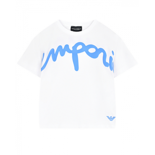 Белая футболка с синим лого Emporio Armani | Фото 1