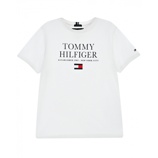 Белая футболка с логотипом Tommy Hilfiger | Фото 1