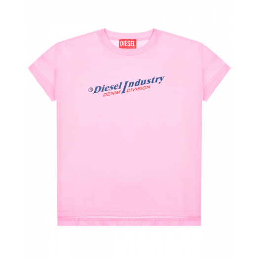 Розовая футболка с лого Diesel | Фото 1