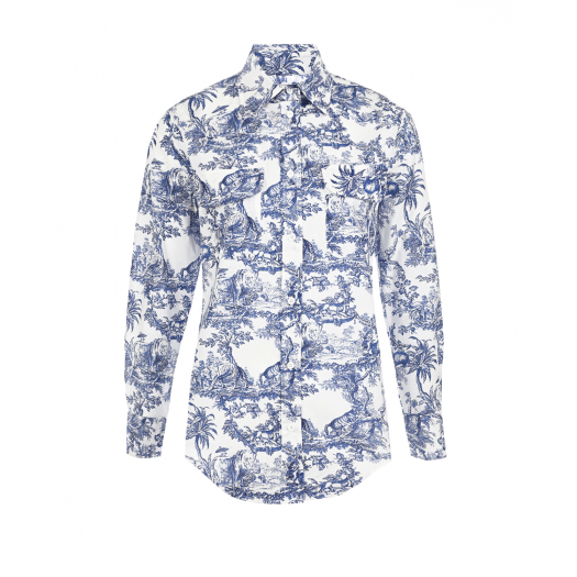 Рубашка с голубым принтом Forte dei Marmi Couture | Фото 1