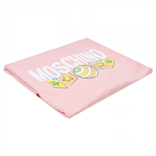 Розовое одеяло с принтом &quot;мишки и игрушки&quot;, 40x80 см Moschino | Фото 1