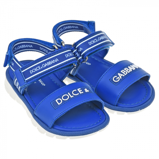Синие сандалии из кожи с текстильными ремешками Dolce&Gabbana | Фото 1