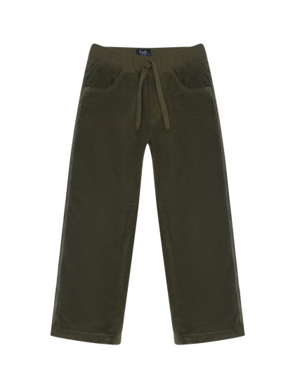 Велюровые брюки цвета хаки IL Gufo | Фото 1