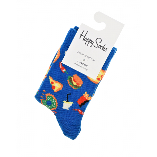 Синие носки с принтом &quot;фастфуд&quot; Happy Socks | Фото 1
