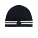 Темно-синяя шапка с полосками на отвороте Moncler | Фото 1