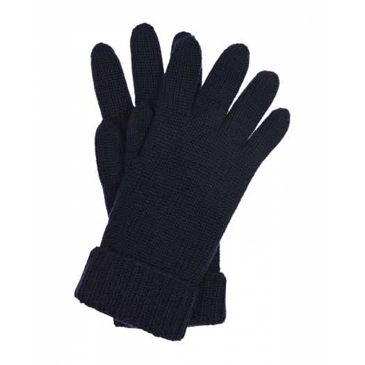 Темно-синие перчатки из шерсти Il Trenino | Фото 1