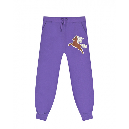 Фиолетовые брюки с принтом &quot;лошадь&quot;  | Фото 1