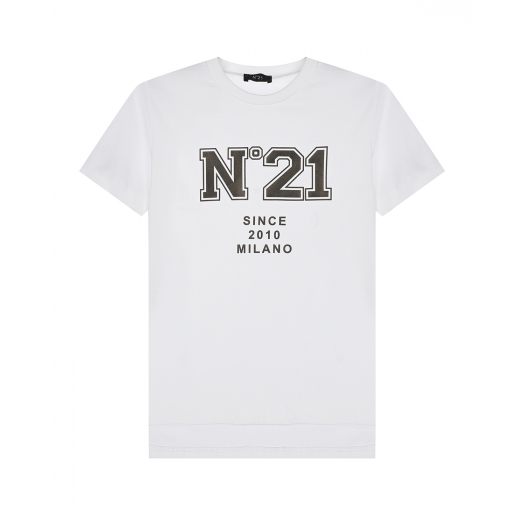 Белая футболка с черным лого No. 21 | Фото 1
