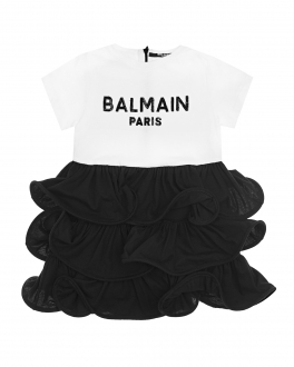 Черно-белое платье Balmain Мультиколор, арт. 6P1861 J0006 100NE | Фото 1