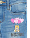 Голубые джинсы с принтом &quot;Медвежонок&quot; Moschino | Фото 3
