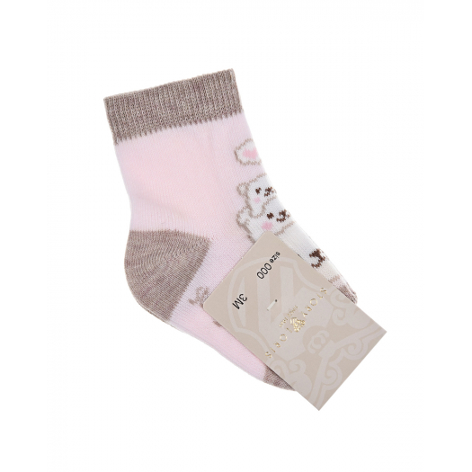 Розовые носки с принтом &quot;Мишки&quot; Story Loris | Фото 1