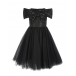Черное платье с бантом из пайеток Monnalisa | Фото 1