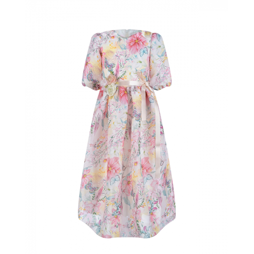 Платье с цветочным принтом и атласным поясом Eirene | Фото 1