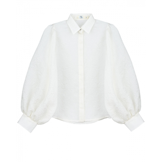 Белая блуза из жаккарда  | Фото 1