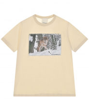 Светло-бежевая футболка с принтом "волк"