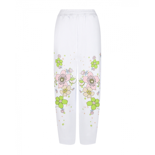 Белые брюки с цветочным принтом Vivetta | Фото 1