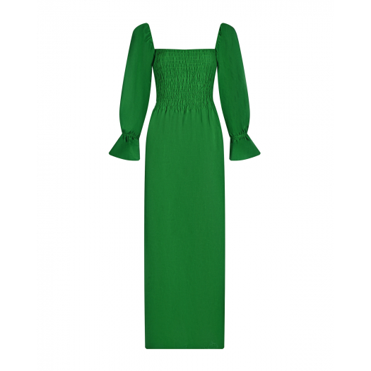 Зеленое льняное платье с рукавами 3/4 ALINE | Фото 1