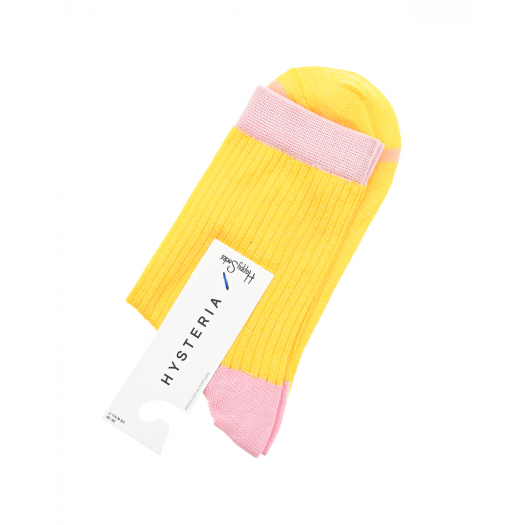 Желтые носки с розовой отделкой Happy Socks | Фото 1