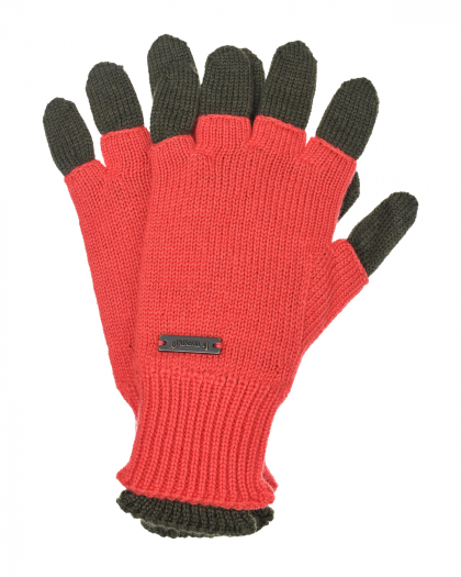 Оранжевые перчатки с контрастными пальцами Il Trenino | Фото 1
