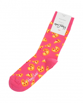Носки цвета фуксии с принтом &quot;пицца&quot; Happy Socks Розовый, арт. PIZ01 3500 | Фото 1