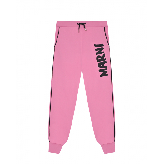 Розовые спортивные брюки с черным лого MARNI | Фото 1