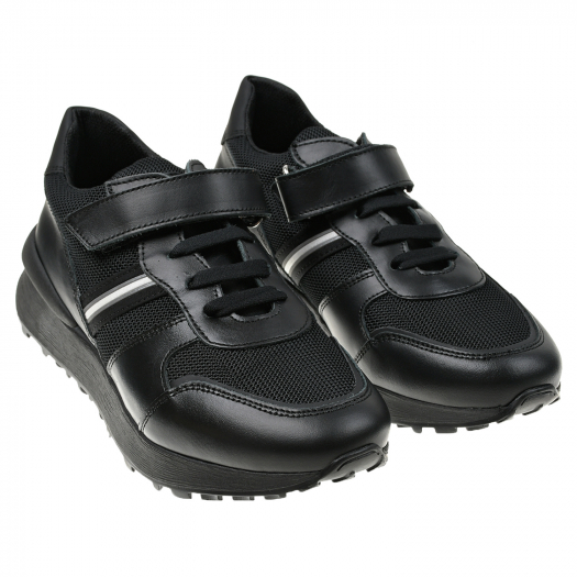 Черные кроссовки на шнуровке и липучке Morelli | Фото 1